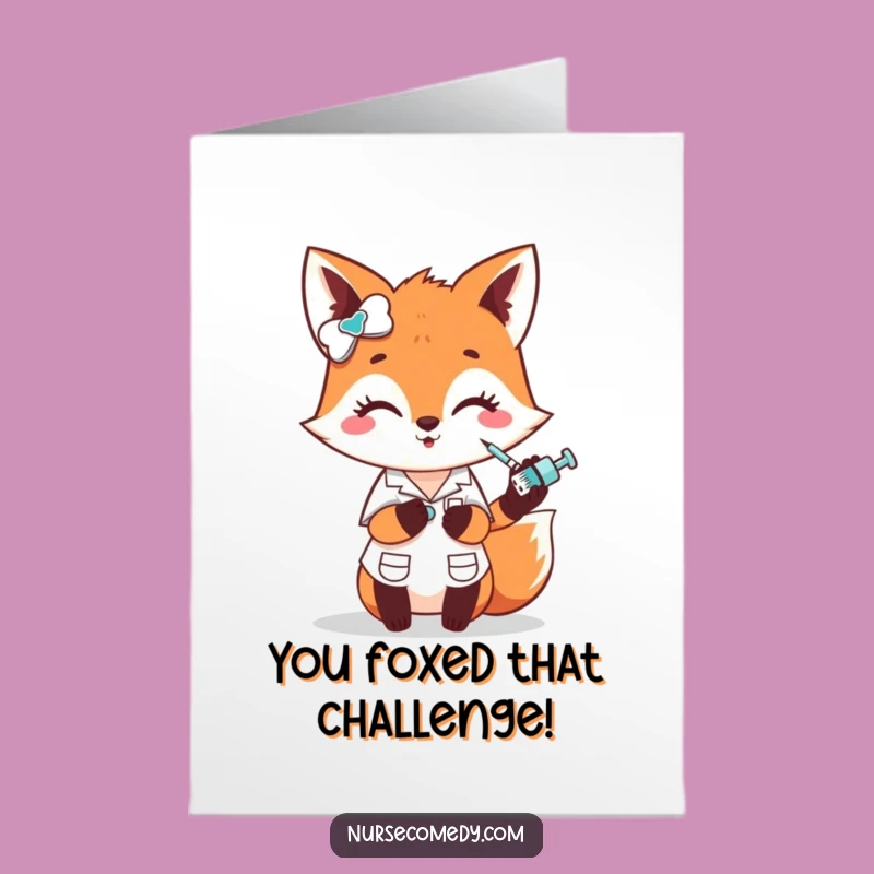 Free Printable Fox Nurse Congratulations Card: Funny Poke Downloadable Gift