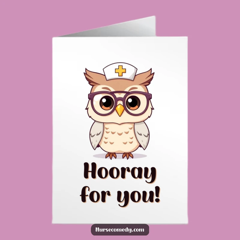 Free Printable Kawaii Owl Nurse Congrats Card: Smart & Funny Downloadable