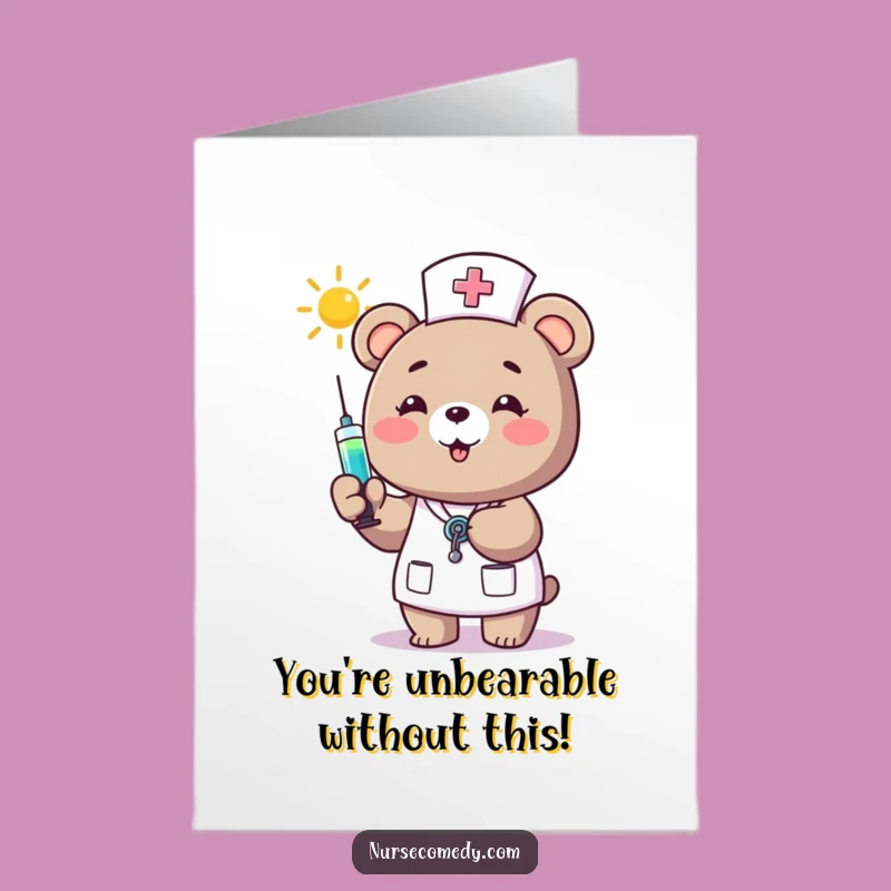 Free Printable Congrats Card: Bear Nurse's Sunny Win!