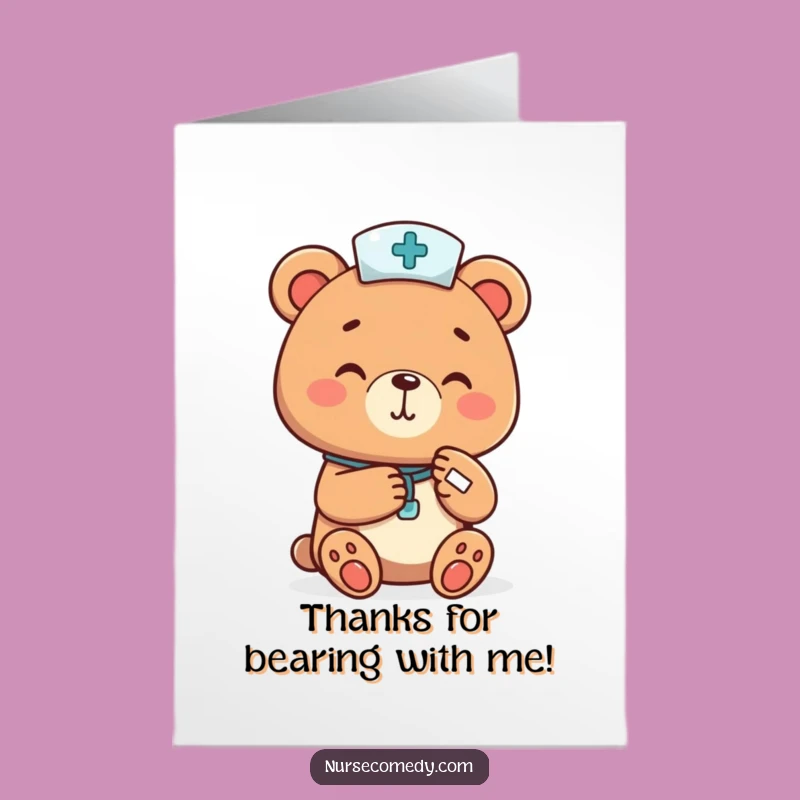 Free Printable Bear Nurse Thank You Card: Cute Downloadable Gift for Kind Support!