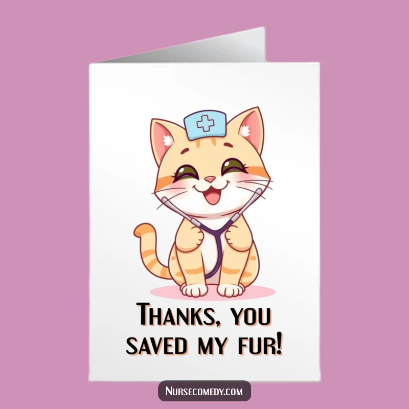 Free Printable Thank You Card: Cat Nurse - Playful Gratitude Download
