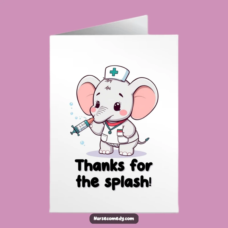 Free Printable Thank You Card: Elephant Nurse Spritzing Grateful Mist