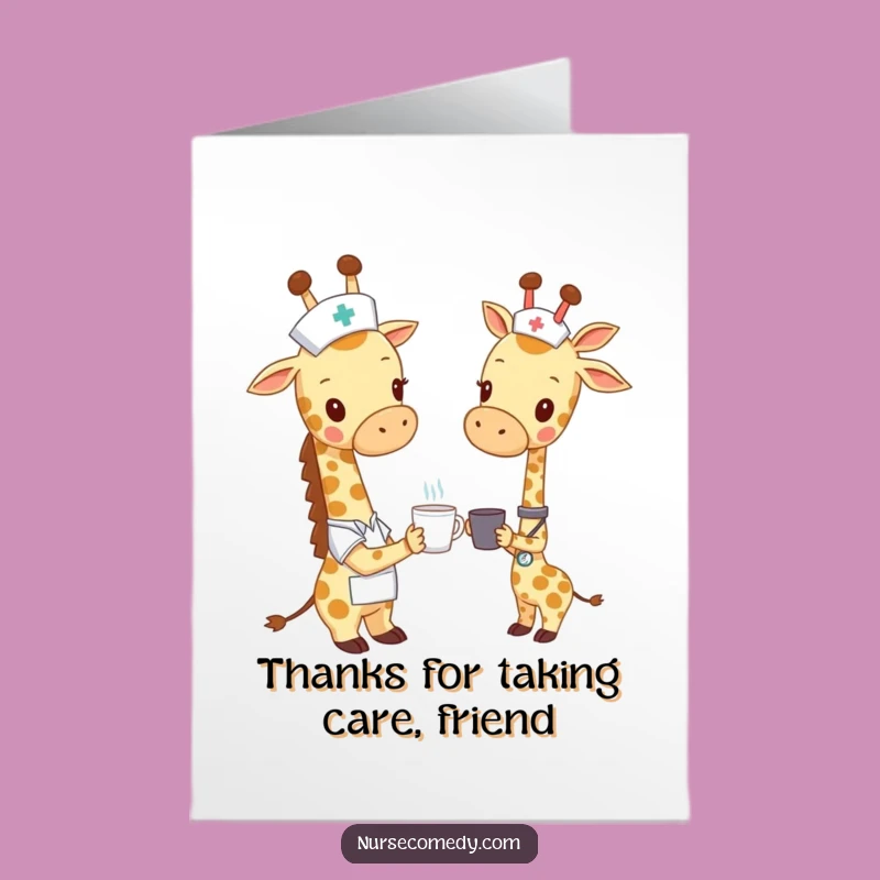 Free Printable Thank You Card: Giraffe Nurse's Kind Gesture, Gratitude Downloadable Gift