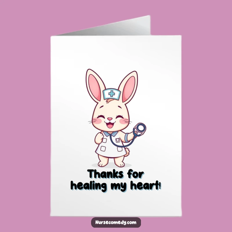 Free Printable Bunny Nurse Thank You Card: Cheerful Kawaii Care Downloadable Gift