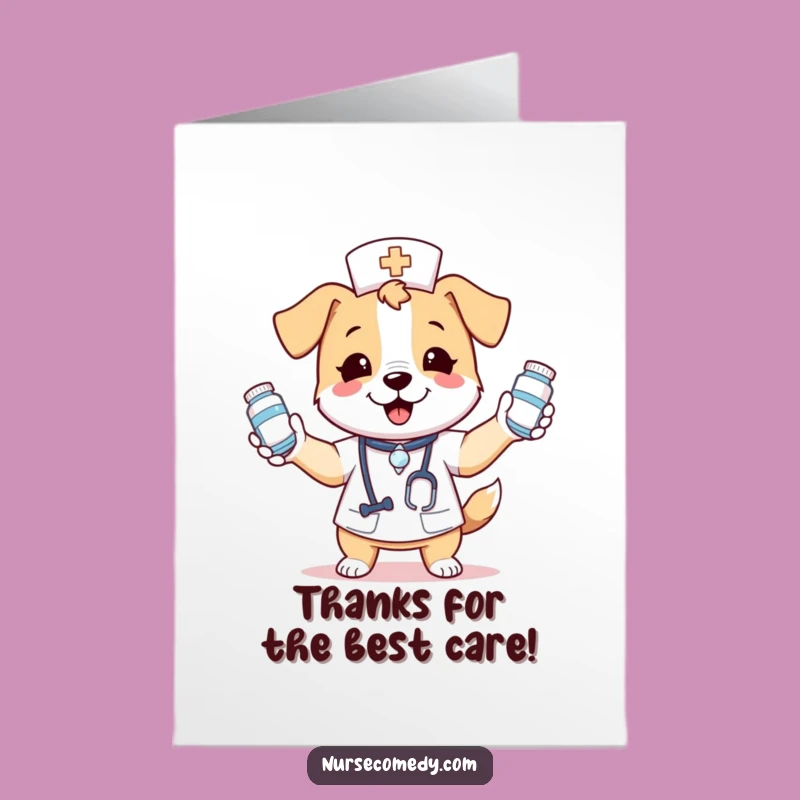 Free Printable Dog Nurse Thank You Card: Kawaii Juggler, Express Gratitude, Downloadable Gift