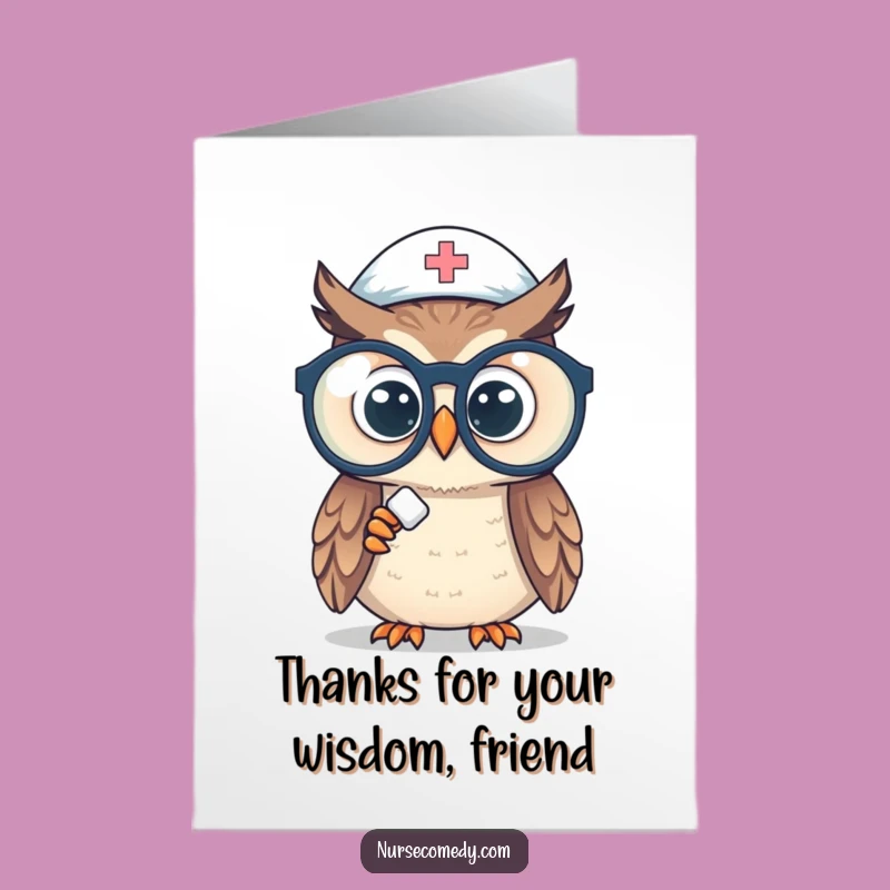 Free Printable Owl Nurse Thank You Card: Funny Specs Downloadable Gift