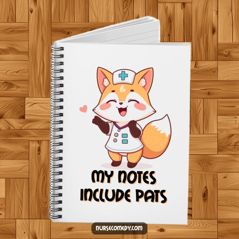 Funny Fox Nurse Notebook: Cute animal doctor with a pen, ready to offer encouragement and a pat on the back.