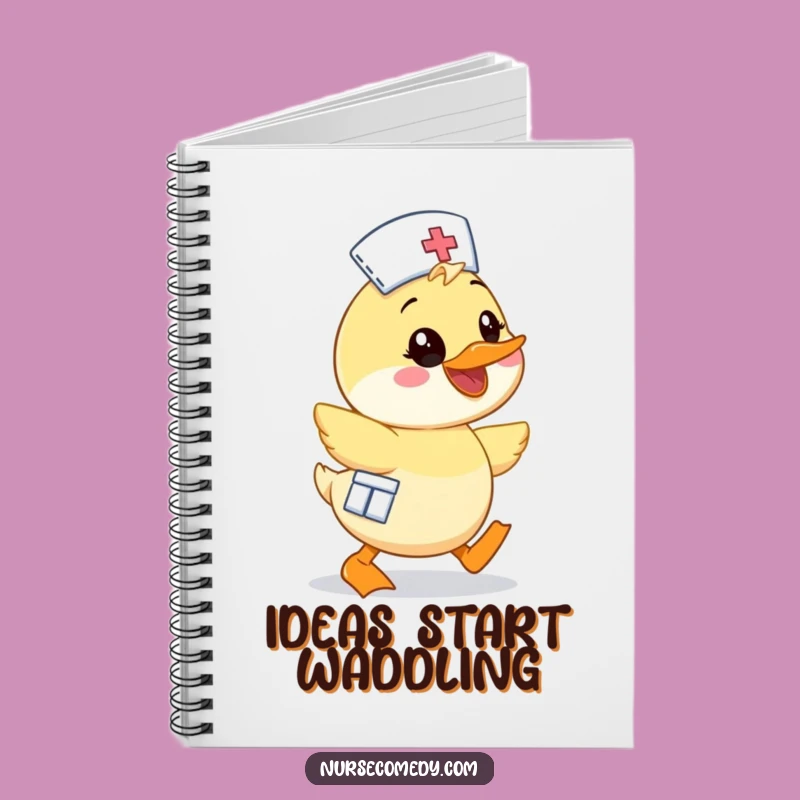 Funny Kawaii Duck Nurse Notebook - Cute Cartoon Waddling Character Journal Gift
