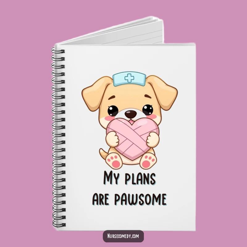 Funny Kawaii Puppy Nurse Heart Notebook: Record Your Thoughts with Puppy Power