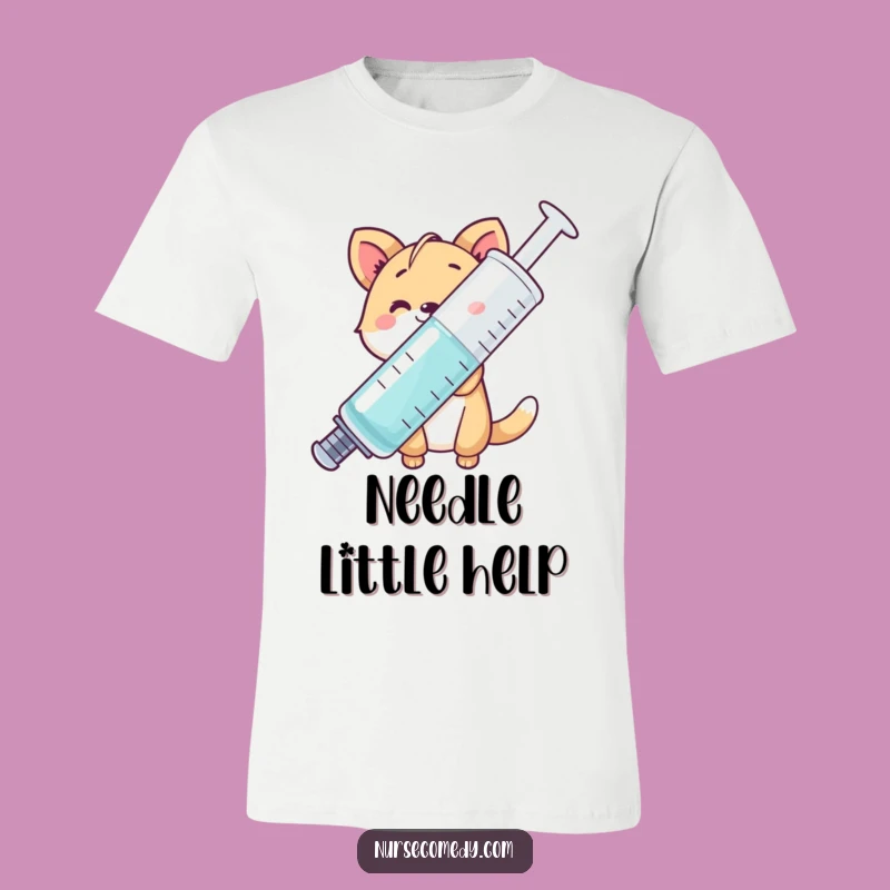 Funny Animal T-Shirt: Playful Syringe Peek, Hilarious Outfit for Laugh Lovers!