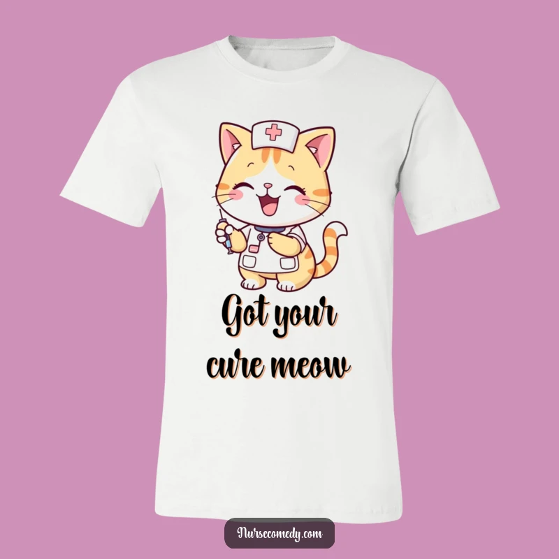 Funny Cat Nurse T-Shirt - Smiling Feline Doctor Humorous Gift Apparel