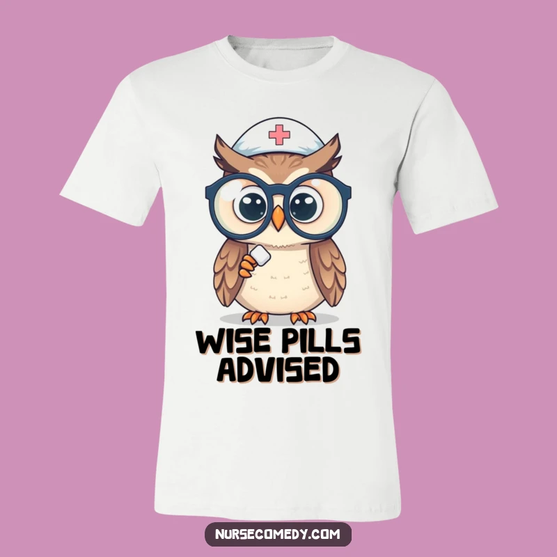 Funny Owl Nurse T-Shirt: Quirky Spectacle Pill Tee for Night Owls