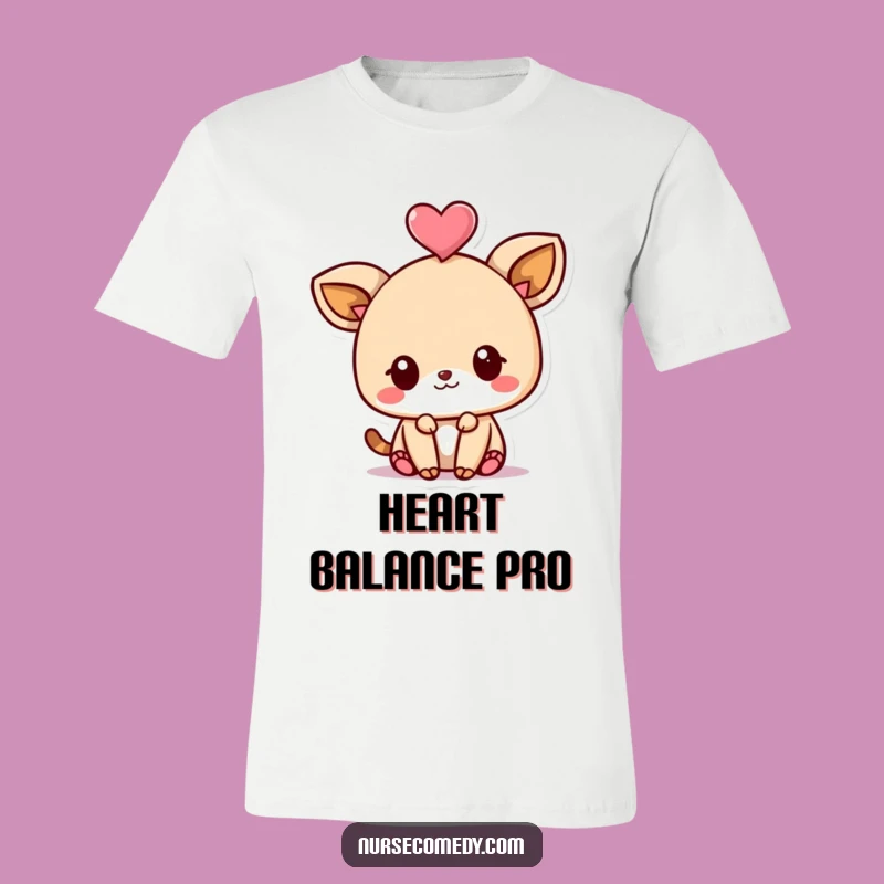 Funny Kawaii Animal T-Shirt: Playful Heart Balancing Act, Ideal Funny Gift Tee