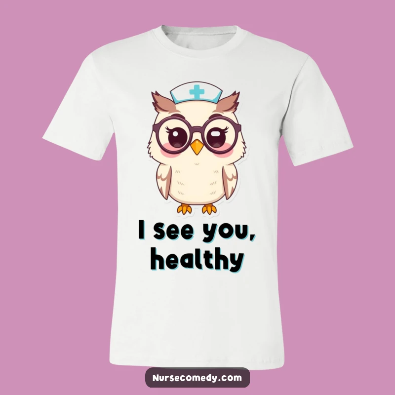 Funny Kawaii Owl Nurse Specs T-Shirt: Smart Humor for Healthcare Pros
