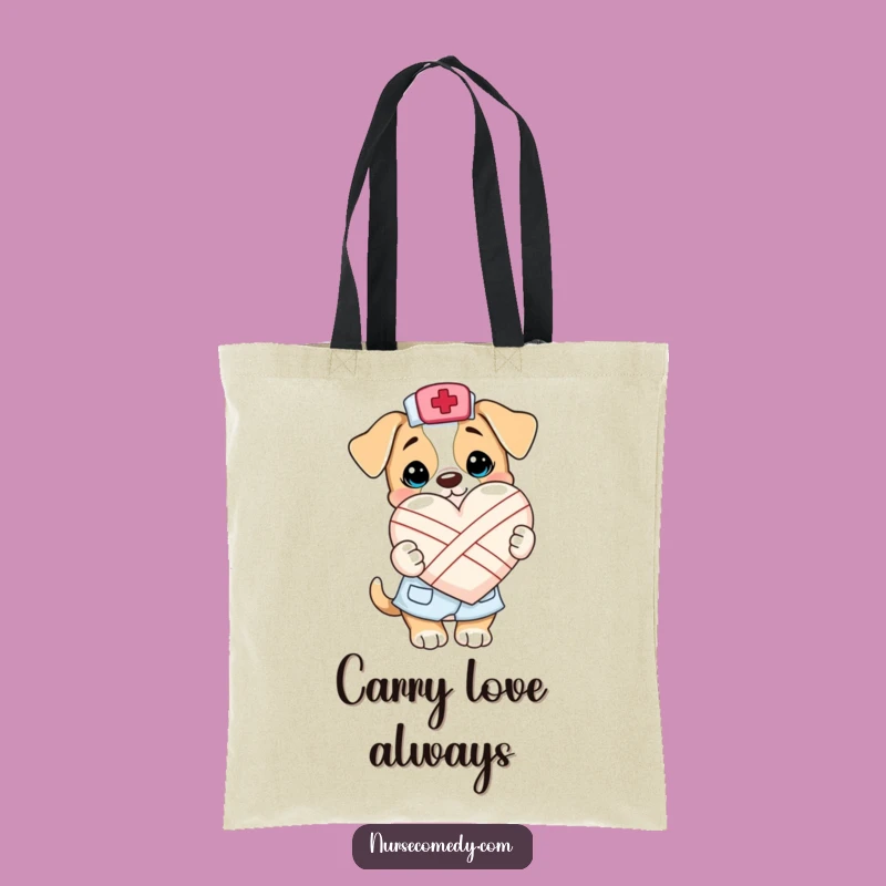 Funny Kawaii Puppy Nurse Tote Bag: Carry Your Essentials with This Cute Heart-Mending Accessory
