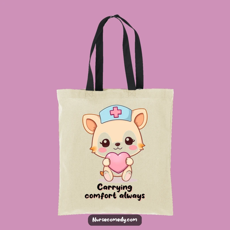 Funny Nurse Animal Tote Bag: Caring Character, Heart Bandage, Stylish Gift!