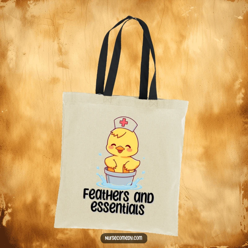 Funny Duck Nurse Tote Bag: happy duck splashing water, a practical and funny gift.
