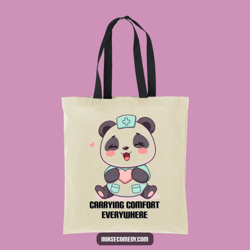 Funny Kawaii Panda Nurse Tote Bag - Cute Cartoon Hugging Character Carry-All Gift