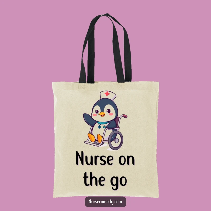 Funny Penguin Nurse Tote Bag - Cheerful Wave Accessory!