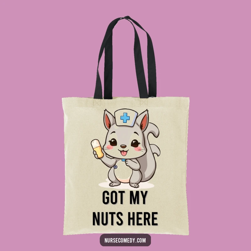 Funny Squirrel Nurse Tote: Cheerful Pill Carrier, Practical & Humorous Gift